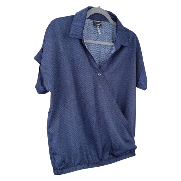 David Lerner New York Evereve Short Sleeve Wrap Surplice Blouse Top Blue Size XS - Picture 5 of 10